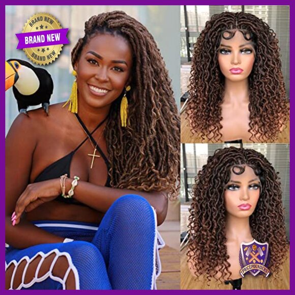 Full Lace Synthetic Wig with Baby Hair Bohemian Locs Curly Braids main image 6